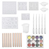 LANBEIDE Epoxy Resin Silicone Mold Kits for Jewelry Casting, Includes Glitter Decoration and Tool Sets for DIY Pendant Earrings Jewelry Mold Making for Beginners