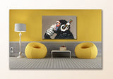 Gorilla Monkey Paintings 100% Hand Painted Cute Chimp Canvas Oil Painting Stretched and Framed Ready to Hang Living Room Bedroom Office Bathroom 36x24 inches