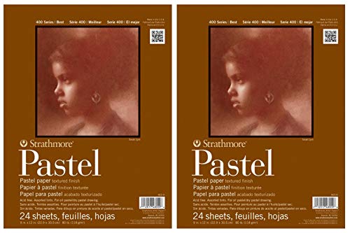 2-Pack - Strathmore 400 Series Pastel Pad, Assorted Colors, 9"x12" Glue Bound, 24 Sheets Each.
