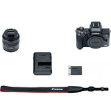 Canon EOS M50 Mirrorless Digital Camera with 15-45mm Lens Video Creator Kit - Black (USA Warranty) Bundle, Includes: 32GB SDHC Class 10 Memory Card + Full Size Tripod + Spare Battery + More