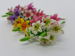 10 Pieces Miniature Lily Flower clay Dollhouse Fairy Garden Mini Plant Trees Artificial Flower Tiny Orchid #01