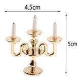 F Fityle 1:12 Dollhouse Miniature Mini Gold Candelabra Furniture European Style Candleholder Candlesticks Doll House Model DIY Ornaments