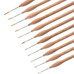 Biokia Detail Paint Brush Set, Miniature Paint Brushes,11pcs Small Paint Brushes for Acrylic Painting Watercolor, Oil, Face, Nail, Scale Model Painting, Line Drawing (Coffee Color)
