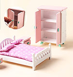 Z MAYABBO Wooden Dollhouse Furniture Set of House Bedroom, Miniature Dollhouse Accessories for Dollhouse Toys, Playhouse Furniture, Doll House Furnishings in 1:12 Scale