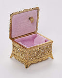 Classic Gold Filigree Floral Rectangular Shaped Musical Jewelry Box playing Unchained Melody
