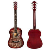 Bailando 38 Inch Acoustic Guitar Starter Kit, Dreadnought Mahogany Body, 6 Steel Strings, Redburst