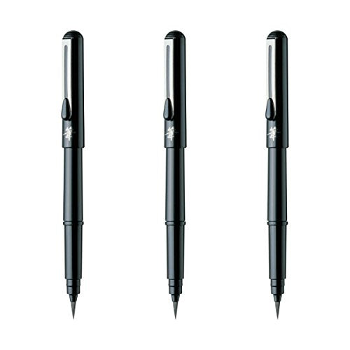 Pentel Arts Pocket Brush Pen, Includes 2 Black Ink Refills (XGFKP-A) 3 Sets With the