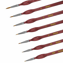 Biokia Detail Paint Brush Set, Miniature Paint Brushes,7pcs Small Paint Brushes for Acrylic Painting,Oil,Face,Nail, Scale Model Painting, Line Drawing (Red)