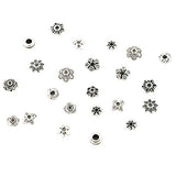 Quefe 360pcs Silver Spacer Beads Caps of 12 Styles Jewelry Accessories for Bracelet Necklace Jewelry Making