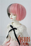 Doll Wigs JD400 Pink with Grey Short Bobo BJD Doll Wigs 1/4 1/6 Heat Resistance Doll Accessories (Pink+Grey, 7-8inch)