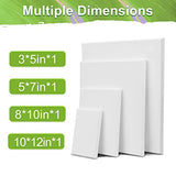 4 Packs Stretched Canvases for Painting with 3x5in,5x7in,8x10in,10x12in, Primed Canvas,Blank Painting Canvas for Oil & Acrylic Paint.