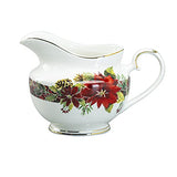 Grace Teaware Poinsettia Holly Plaid 11-Piece Tea Set, Multi, Red