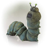 Alpine Corporation Caterpillar Statue with Solar LED Lights - Outdoor Decor for Garden, Patio, Deck, Porch - Yard Art Decoration - 16 Inches Tall