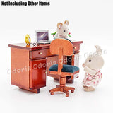 Odoria 1:12 Miniature Wooden Office Desk and Swivel Chair Dollhouse Furniture Accessories