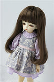 Wigs Only JD319 6-7inch 16-18CM 1/6 YOSD Wigs Synthetic Mohair Long Slight Curly BJD Hair (Medium Brown)