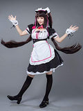 Cosfun Chocola Cosplay Maid Dress Costume with Apron Cat Ears Tail mp005746 (Small)