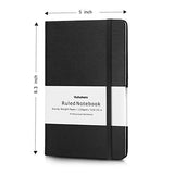 Huhuhero Notebook Journal, Classic Ruled Hard Cover, Premium Thick Paper with Fine Inner Pocket, Black Faux Leather for Journaling Writing Note Taking Diary and Planner, 5"×8.3" (1)