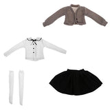 Baoblaze Doll Student Uniform Clothing Cardigan Shirt Mini Skirt Stockings Outfit for 1/3 BJD SD DD DOD MSD Dollfie