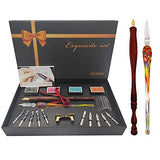Wooden CalligraphyPen Glass Pen Set Which Includes the Pen Nib as Well as Four different ink Colors. Suitable For use By all ages, and Experience From Beginner to Professional.
