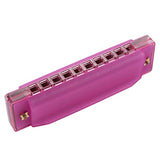 Juvale Harmonica for Kids - Translucent Diatonic Harmonica 10 Holes, Educational Musical Instrument, Mouth Organ for Children, Case Included, Pink 4.02 x 0.83 x 1.18 Inches