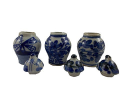 3 pc Lot Vintage Ceramic Antique Vase Chinese Miniatures Ceramic Furniture Dollhouse Jar Pot Lot Doll