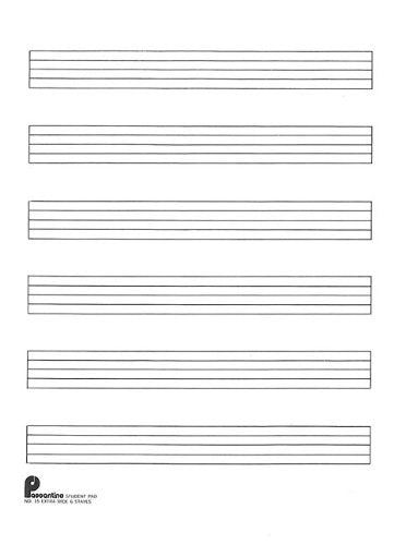 Writing Pad No. 15: 6-stave (Extra Wide): Passantino Manuscript Paper (Music Writing Pads)(fits 3 ring binder)