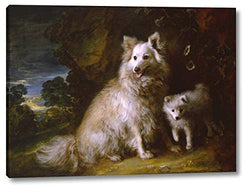 Pomeranian Bitch and Pup by Thomas Gainsborough - 16" x 22" Gallery Wrap Giclee Canvas Print - Ready to Hang