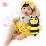 Aori Reborn Baby Dolls 22 inch Real Looking Lifelke Baby Girl Doll in Weighted Body with Honey Bee Gift Set