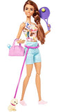 Barbie Doll, Kids Toys, Brunette Doll with Pet Puppy, Barbie Sets, Workout Theme with Accessories, Self-Care Series, Roller Skates and Tennis