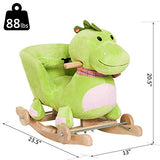 Qaba Kids Interactive 2-in-1 Plush Ride-On Stroller Rocking Dinosaur with Nursery Song