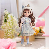 shamjina BJD Doll 23 Ball Jointed Doll with Dress, Fashion Doll 3D Eyes Makeup Long Hair DIY Toy Beautiful 31cm Fashion Doll Lovely Doll for Gift, Violet