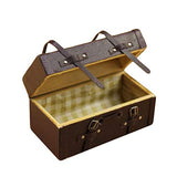 HotMall 1:12 Doll House Miniature Vintage Wood Faux Leather Suitcase Mini Luggage Box - Brown