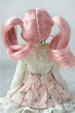 Doll Wigs JD506 7-8inch 18-20CM Pink Twins Wave ponytails Doll Wigs 1/4 Synthetic Mohair BJD Wigs