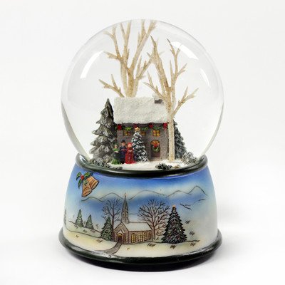 Winter Cottage with Carolers Snow Globe The San Francisco Music Box Company