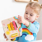 Le Toy Van - Wooden Educational Multi-Sensory Activity Cube with Spinning Wheel | Petilou Range Wood Baby Toy | Suitable for Boy Or Girl 2 Year Old +