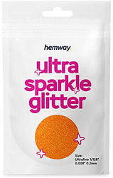 Hemway Ultra Sparkle Glitter - Ultrafine 1/128" .008" (0.2mm) - Cosmetic Safe, Fine Slime, Crafts, Weddings, Decorations, Art, Beauty, Decoration Scrapbooking - Fluorescent Orange - 10g