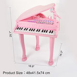 Princess Piano Pink Grand Musical Multifunction Electronic Keyboard with Bench and Microphone for Baby Girl Child Toddlers 37 Key