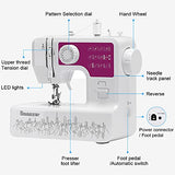 Bosszer Mini Sewing Machine for Beginners and Kids,Portable Household Small Sewing Machines, with Foot Pedal 12 built-in Stitches, 2 Speed Sewing Made Easy -Purple/White