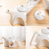 ufengke Flower Porcelain Coffee Tea Set,One Piece Large Tea Pot,4 Coffee Cups with Tray,B