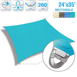Patio Paradise Large Sun Shade Sail 24' x 35' Rectangle Heavy Duty Strengthen Durable Outdoor Canopy UV Block Fabric A-Ring Design Metal Spring Reinforcement 7 Year Warranty -Turquoise
