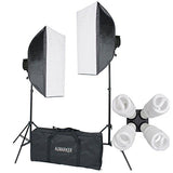 StudioFX H9004SB2 2400 Watt Large Photography Softbox Continuous Photo Lighting Kit 16" x 24" + Boom Arm Hairlight with Sandbag H9004SB2 by Kaezi