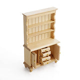 Odoria 1/12 Miniature Cupboard Hutch Bookcase Dollhouse Furniture Accessories, Burlywood