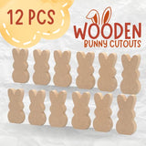 (24-Pack) 1.6” x 0.6” x 3.1” Unpainted Wooden Bunny Cutouts - MDF Easter Bunny Ornaments - Perfect for Home and Classroom Arts and Crafts - Full-Body Bunny Silhouette - Freestanding Wooden Bunnies