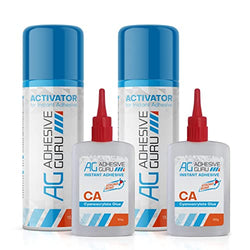 Adhesive Guru CA Glue with Activator Woodworking (2 x 3.5 oz - 2 x 13.5 fl oz) Ca Glue Kit (2 Pack)