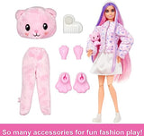 Barbie Cutie Reveal Doll with Pink Hair & Teddy Bear Costume, 10 Suprises Include Accessories & Pet (Styles May Vary)