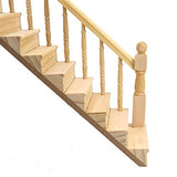 Doll House Wooden Stairs,1/12 Wooden Stair Stringer Step Staircase with Handrail Model Doll House Decor - Left