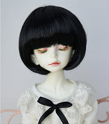 JD256 7-8inch 18-20CM Short BOBO Doll Wigs 1/4 MSD Synthetic Mohair BJD Hair 5 Colors Available (Black)