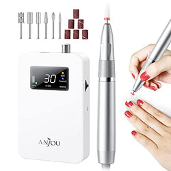 Professional Nail Drill 30000 rpm Acrylic Nail Drill Machine With 6 Bits for Poly Nails Art Nails, 35 dbs Low Noise, No Heat, Anti-Vibration