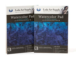 Leda Art Supply Cold Pressed Watercolor Pad 2 Pack (48 Pages Total) 300 Gram -140 Pound 25% Cotton fine Italian Art Paper Slightly Textured for Classic Techniques (A4 Size 8.25 x 11.5 inches)