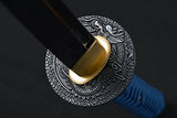 YJ COOL Dragon Tsuba & Sheath Japanese Samurai Katana Noble Blue Sword Carbon Steel Fully